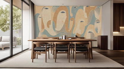Contemporary Beige wallpaper for Dining Room
