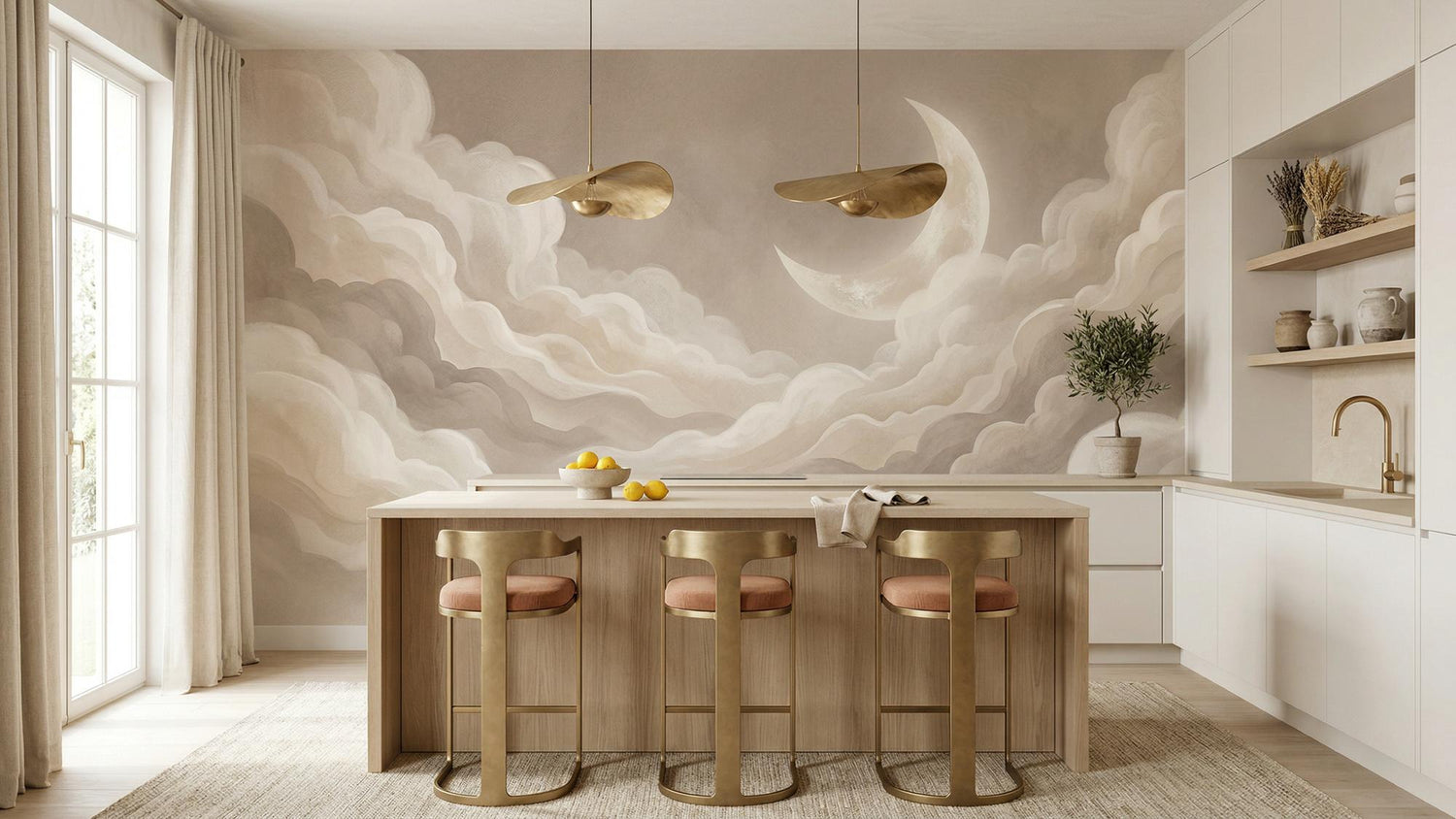 Contemporary Beige wallpaper for Kitchen