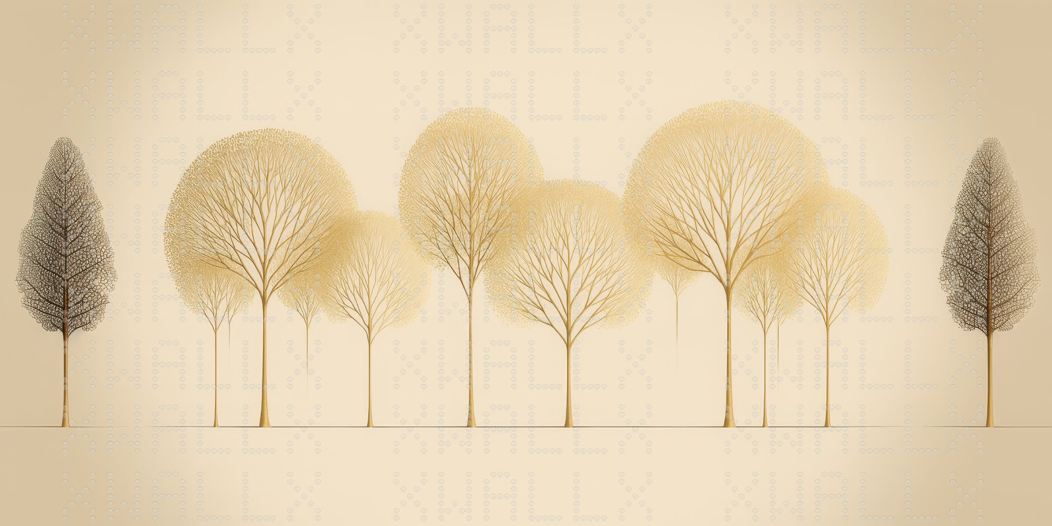 Golden Silhouette Tree Wallpaper