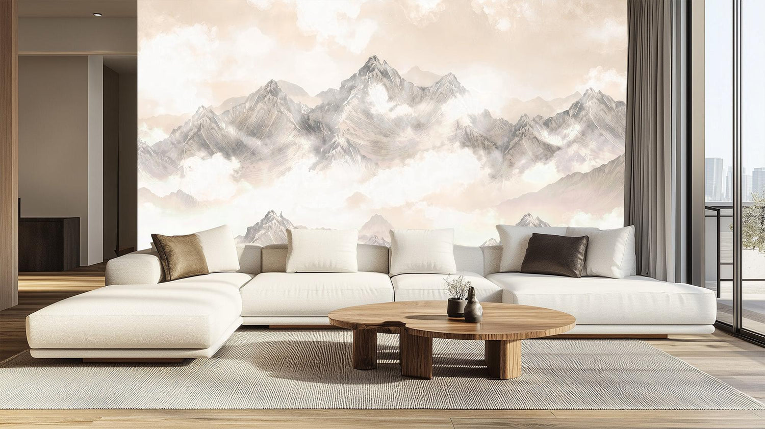 Contemporary Beige wallpaper for Living Room
