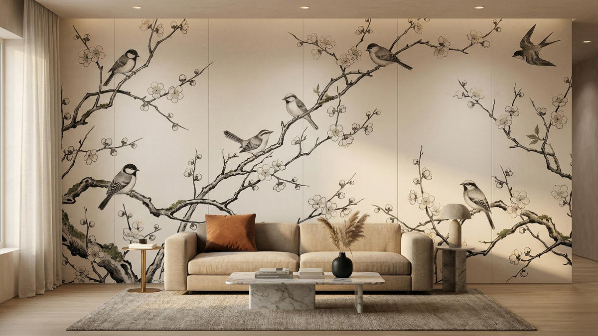 Contemporary Beige wallpaper for Living Room