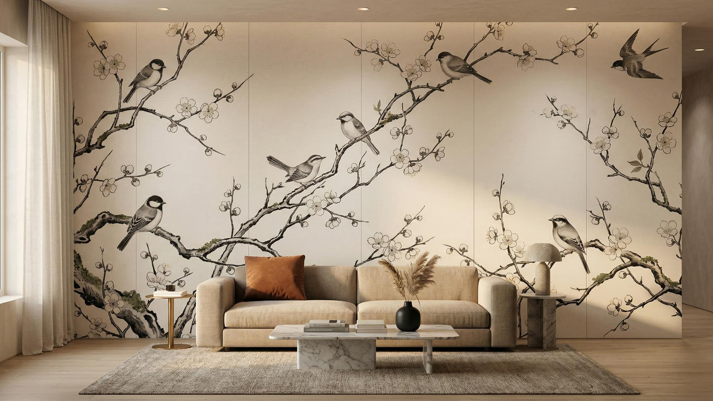 Contemporary Beige wallpaper for Living Room
