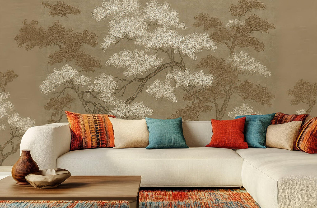 Contemporary Beige wallpaper for Living Room