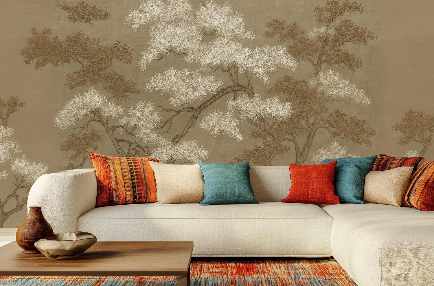 Contemporary Beige wallpaper for Living Room