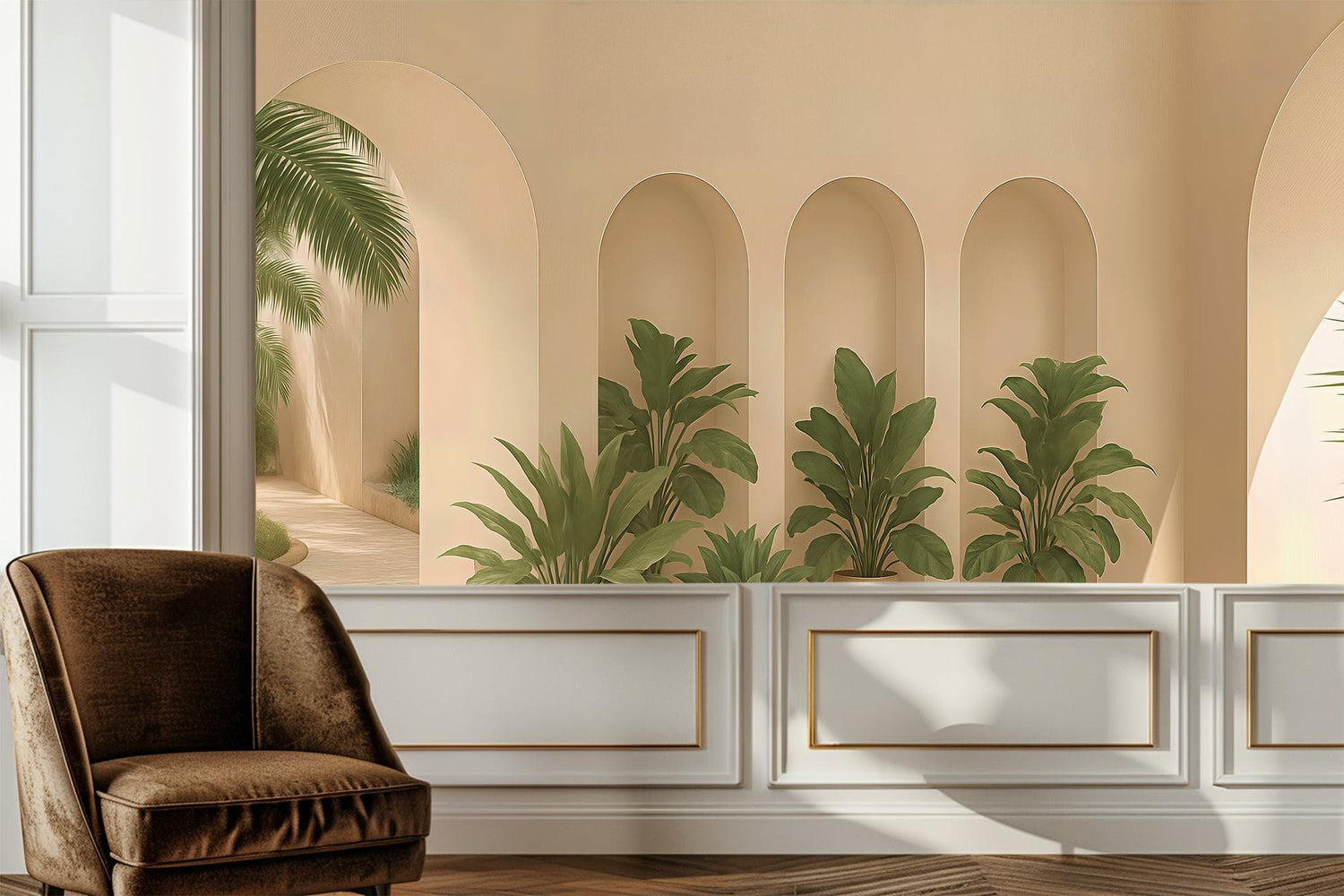 Contemporary Beige wallpaper for Living Room