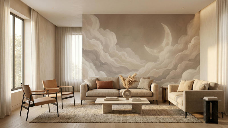 Contemporary Beige wallpaper for Living Room
