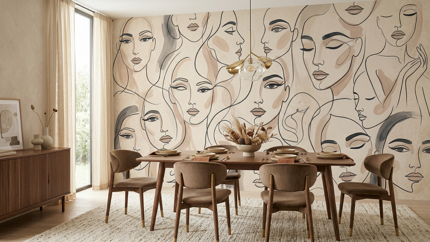 Modern Beige wallpaper for Dining Room