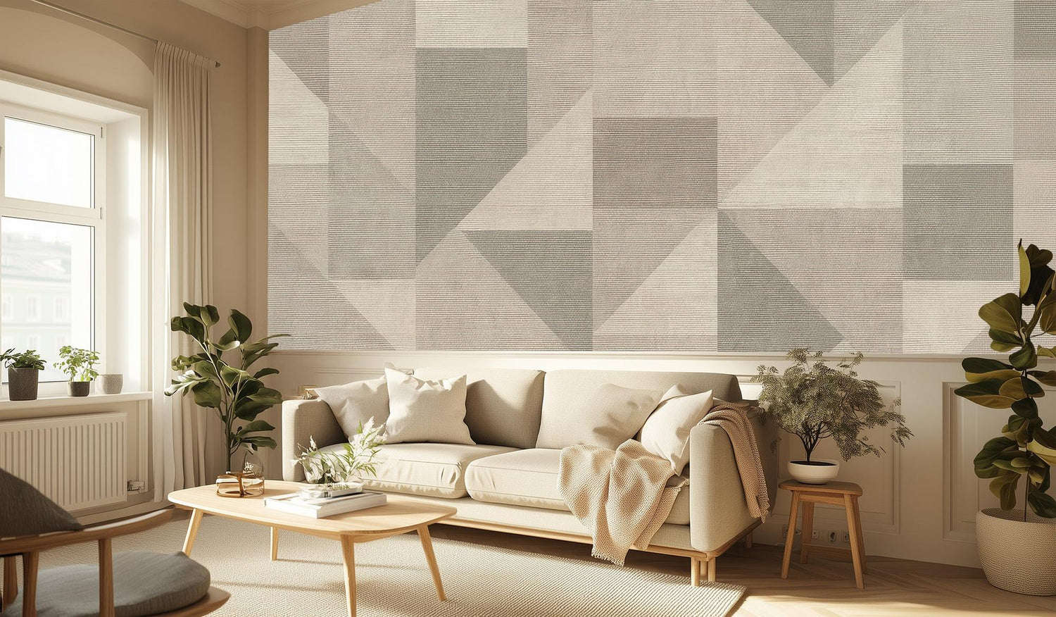 Modern Beige wallpaper for Living Room