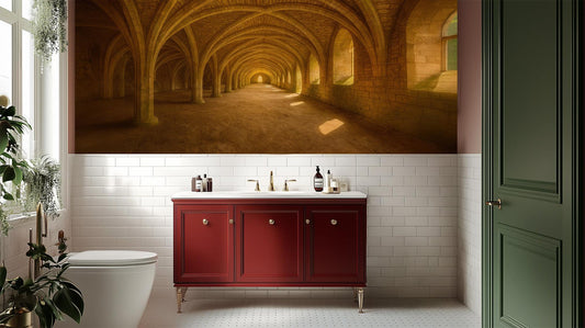 Traditional Beige wallpaper for Bathroom