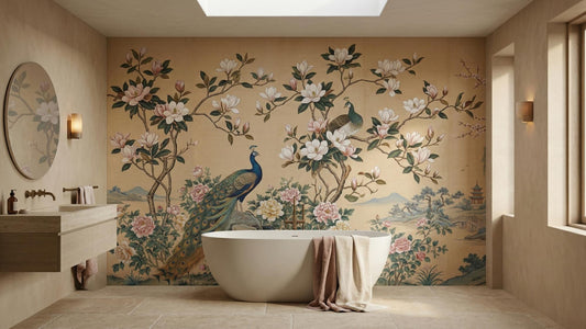 Traditional Beige wallpaper for Bathroom