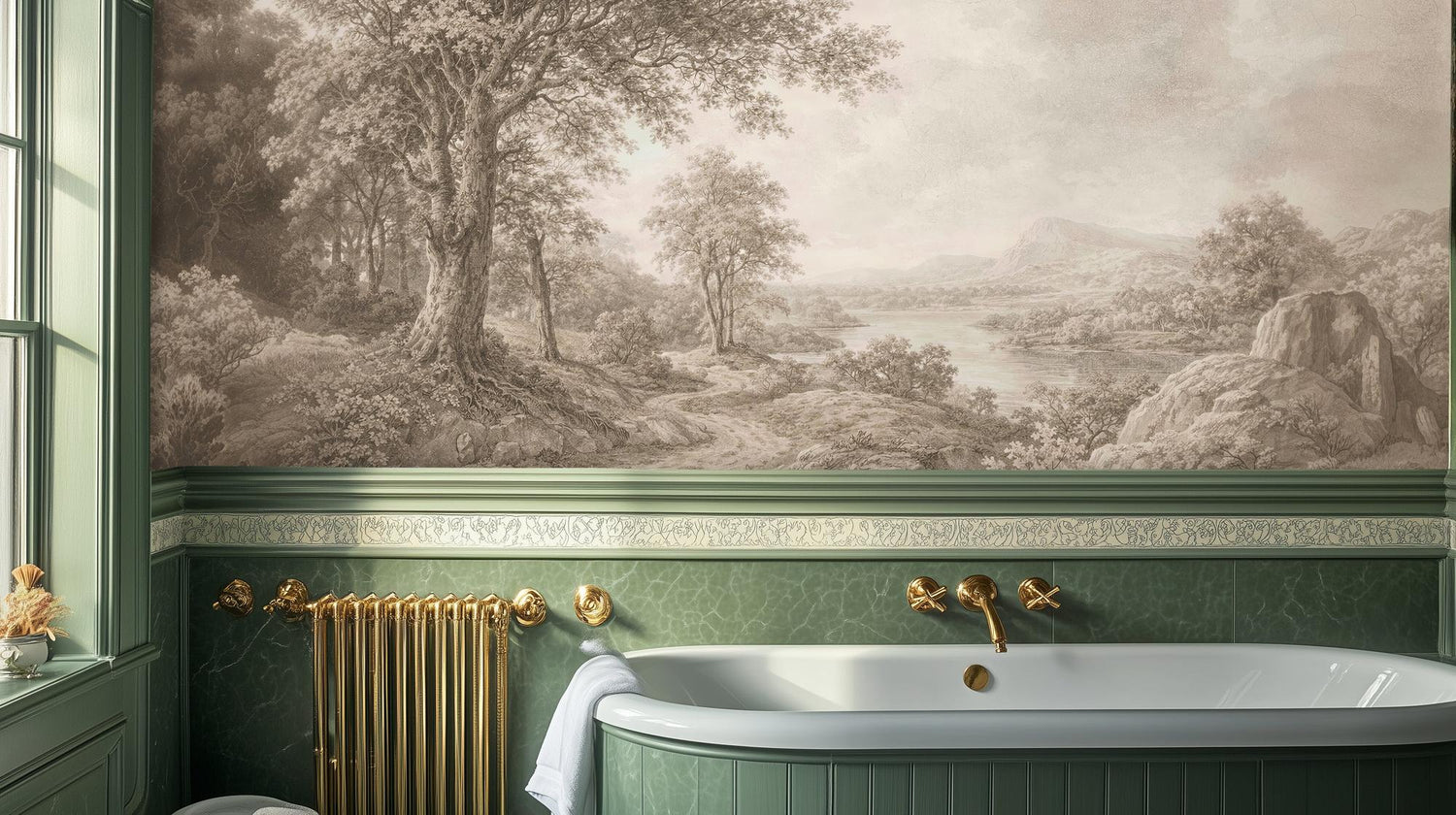 Banyo için Geleneksel Bej duvar kağıdı
