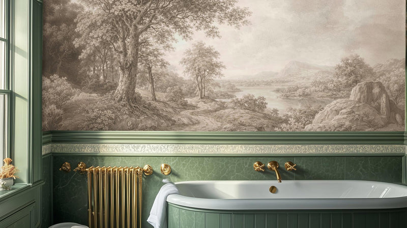 Traditional Beige wallpaper for Bathroom