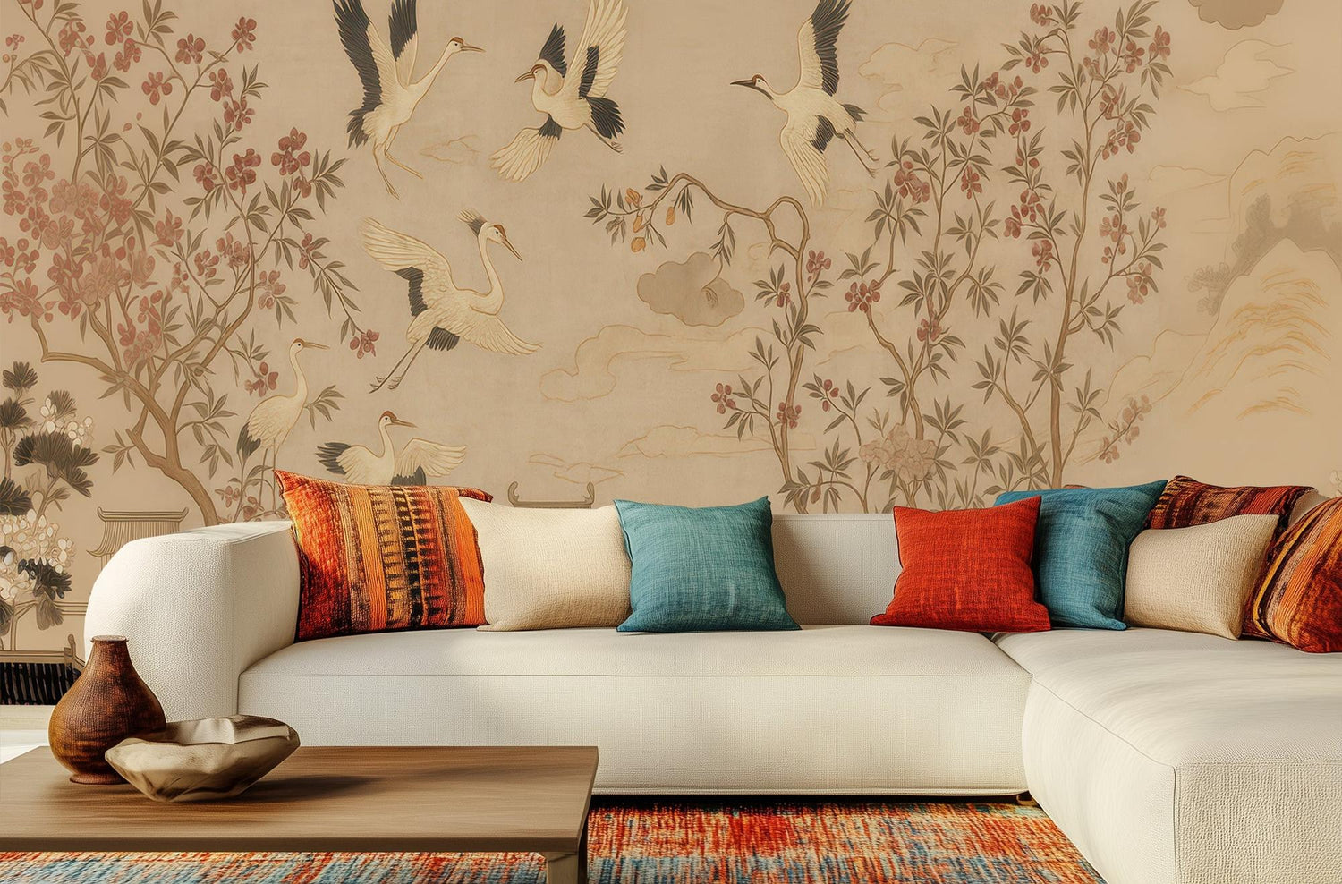 Traditional Beige wallpaper for Bedroom