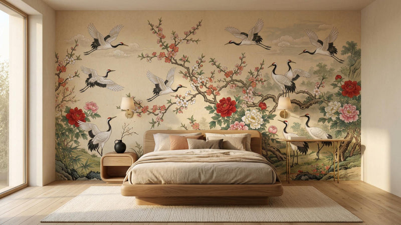 Traditional Beige wallpaper for Bedroom