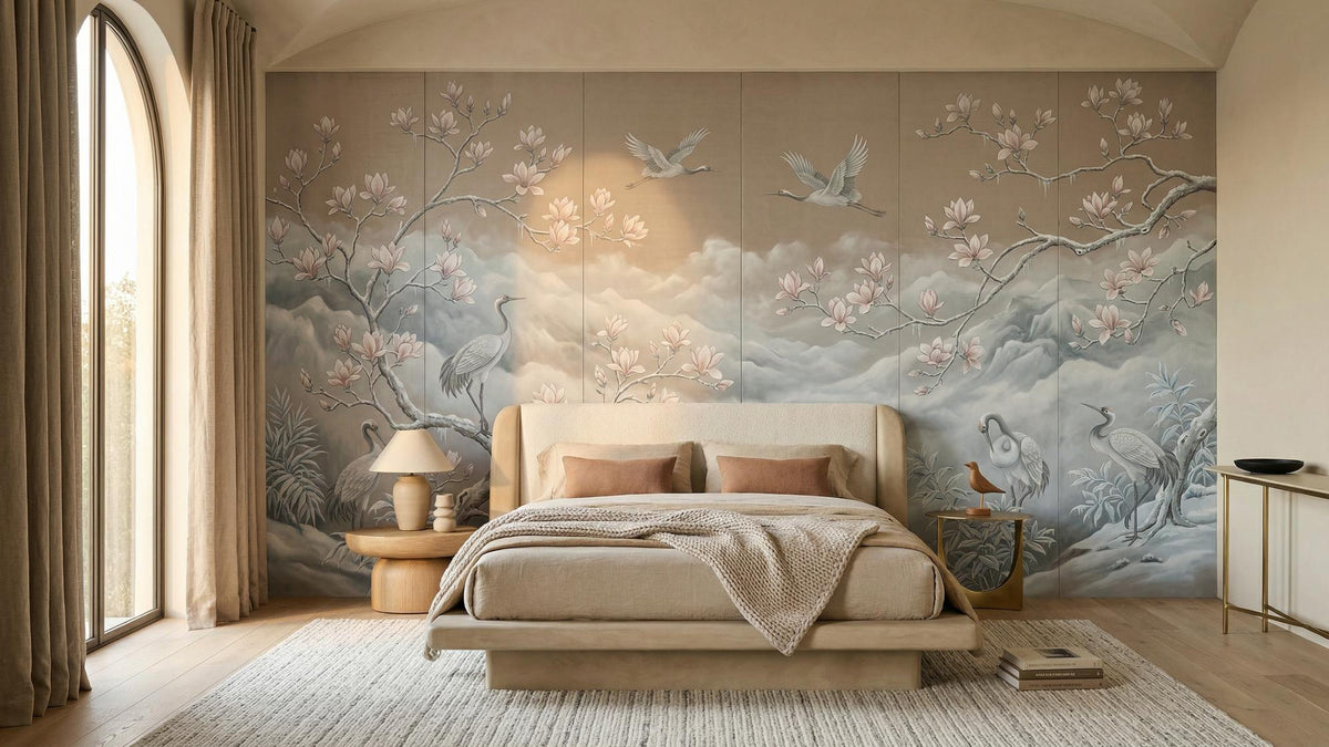 Traditional Beige wallpaper for Bedroom