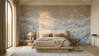 Serene crane and magnolia wallpaper mural for a bedroom feature wall