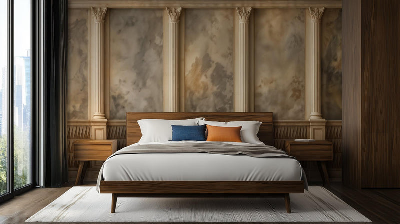 Traditional Beige wallpaper for Bedroom