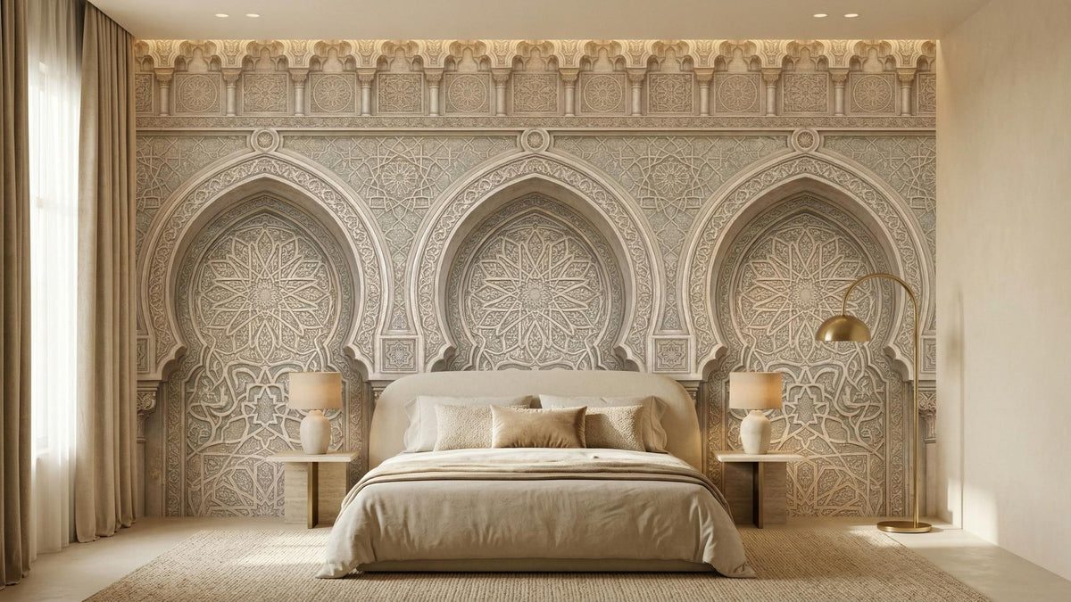 Traditional Beige wallpaper for Bedroom
