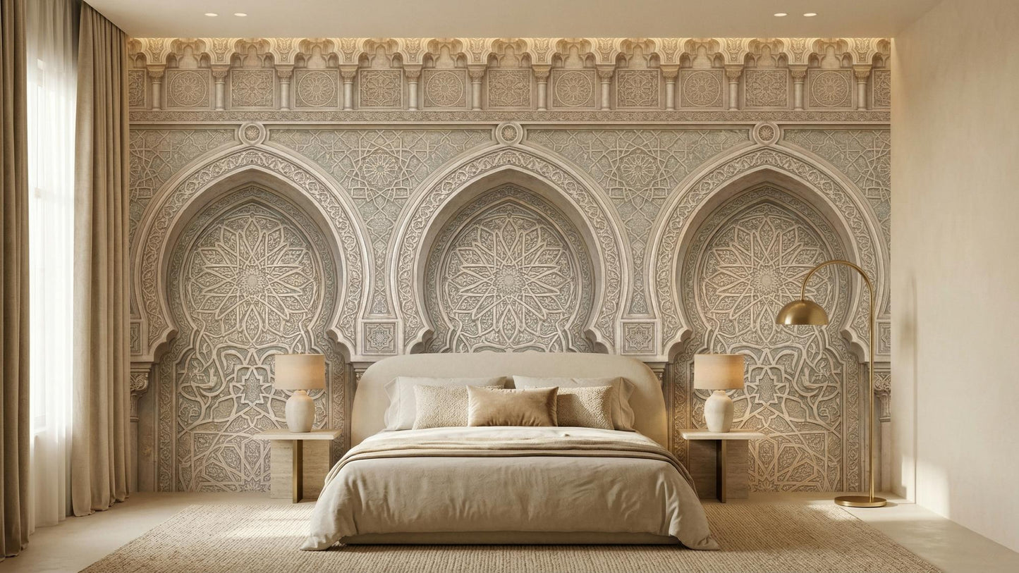 Traditional Beige wallpaper for Bedroom