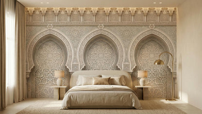 Traditional Beige wallpaper for Bedroom
