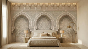 Traditional Beige wallpaper for Bedroom