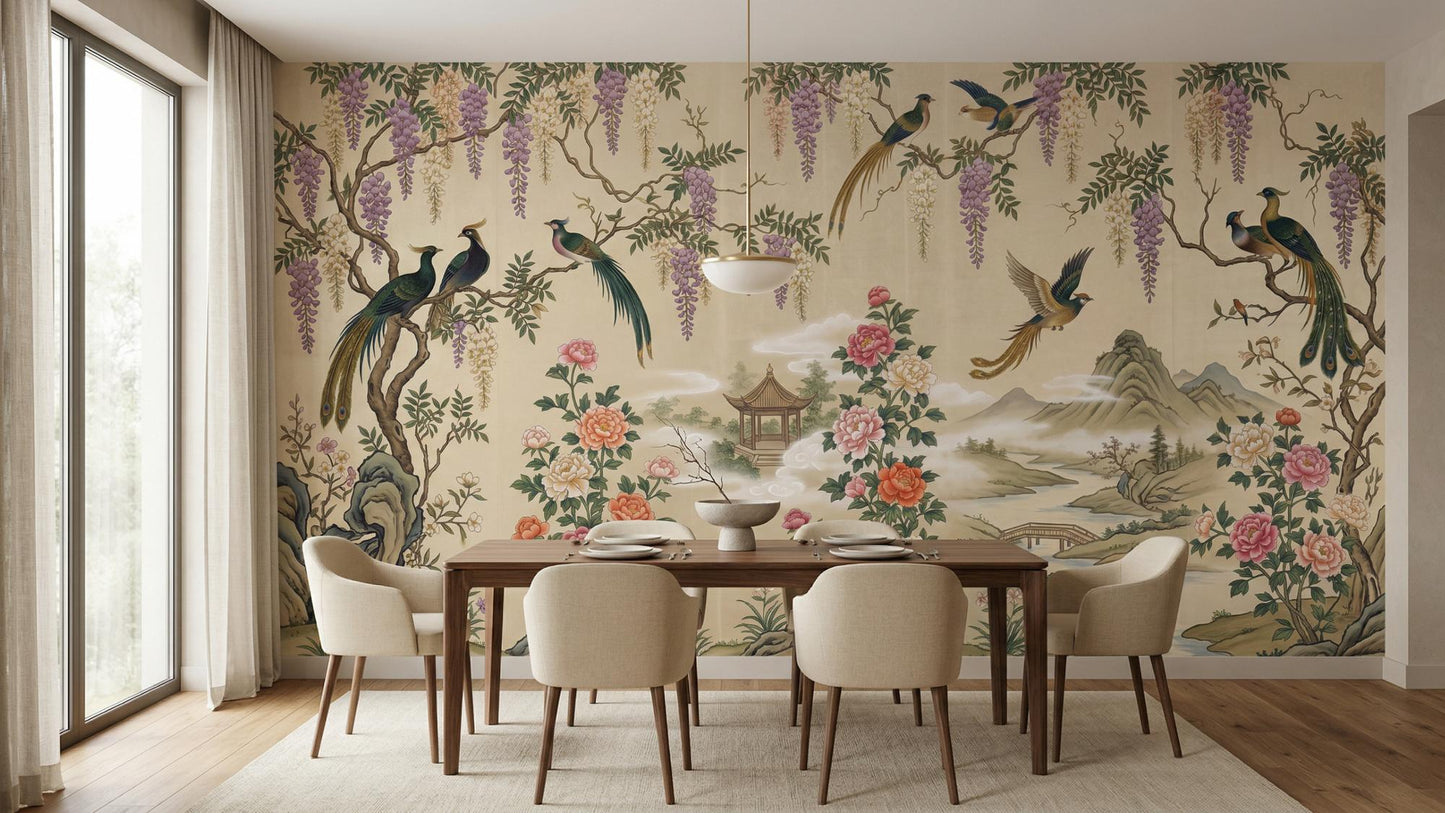 Traditional Beige wallpaper for Dining Room