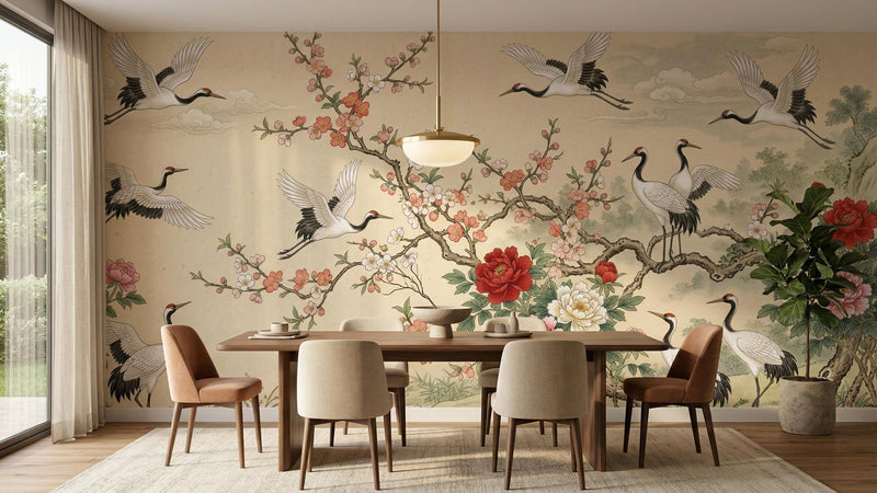 Traditional Beige wallpaper for Dining Room