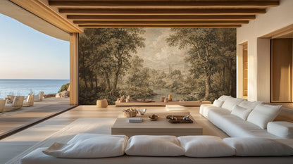 Traditional Beige wallpaper for Living Room