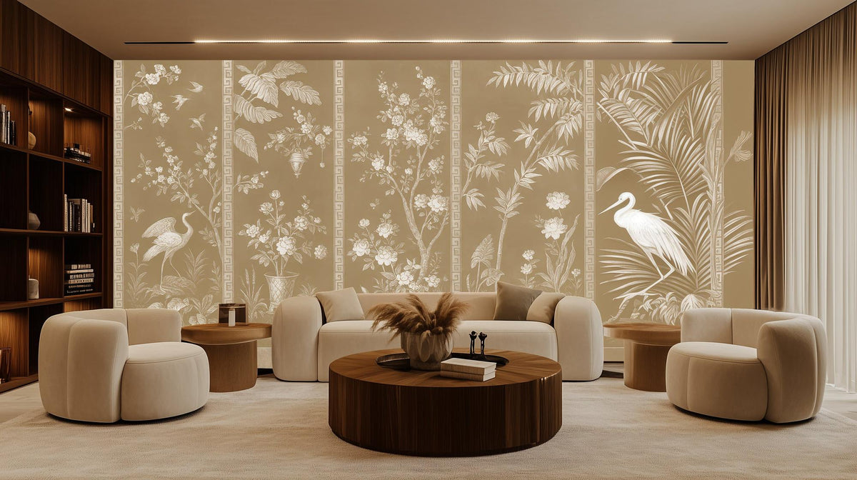 Traditional Beige wallpaper for Living Room