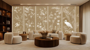 Traditional Beige wallpaper for Living Room