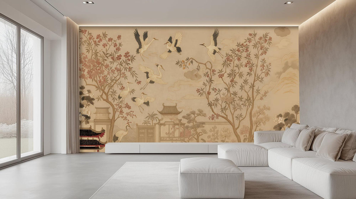 Traditional Beige wallpaper for Living Room