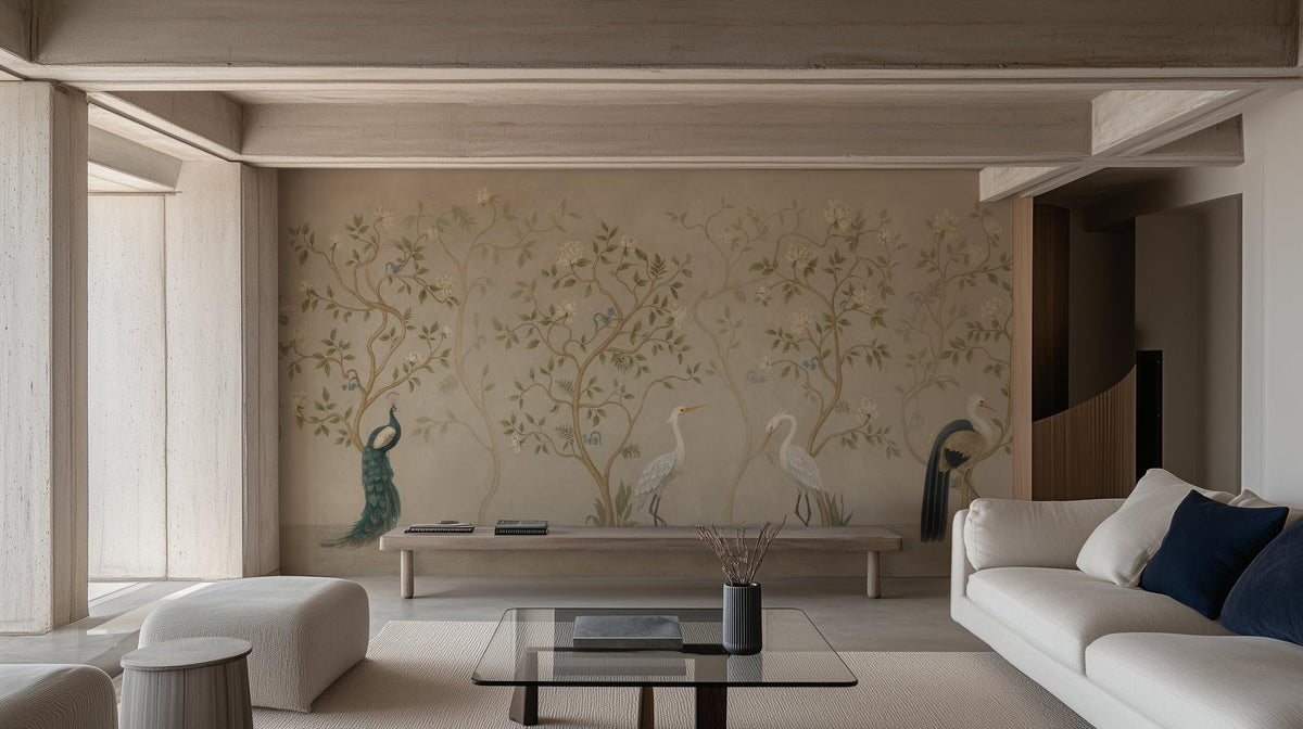 Traditional Beige wallpaper for Living Room