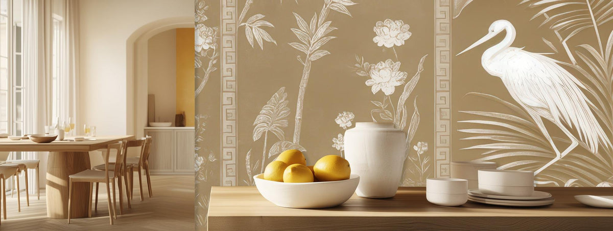 Tropical Beige wallpaper for Dining Room