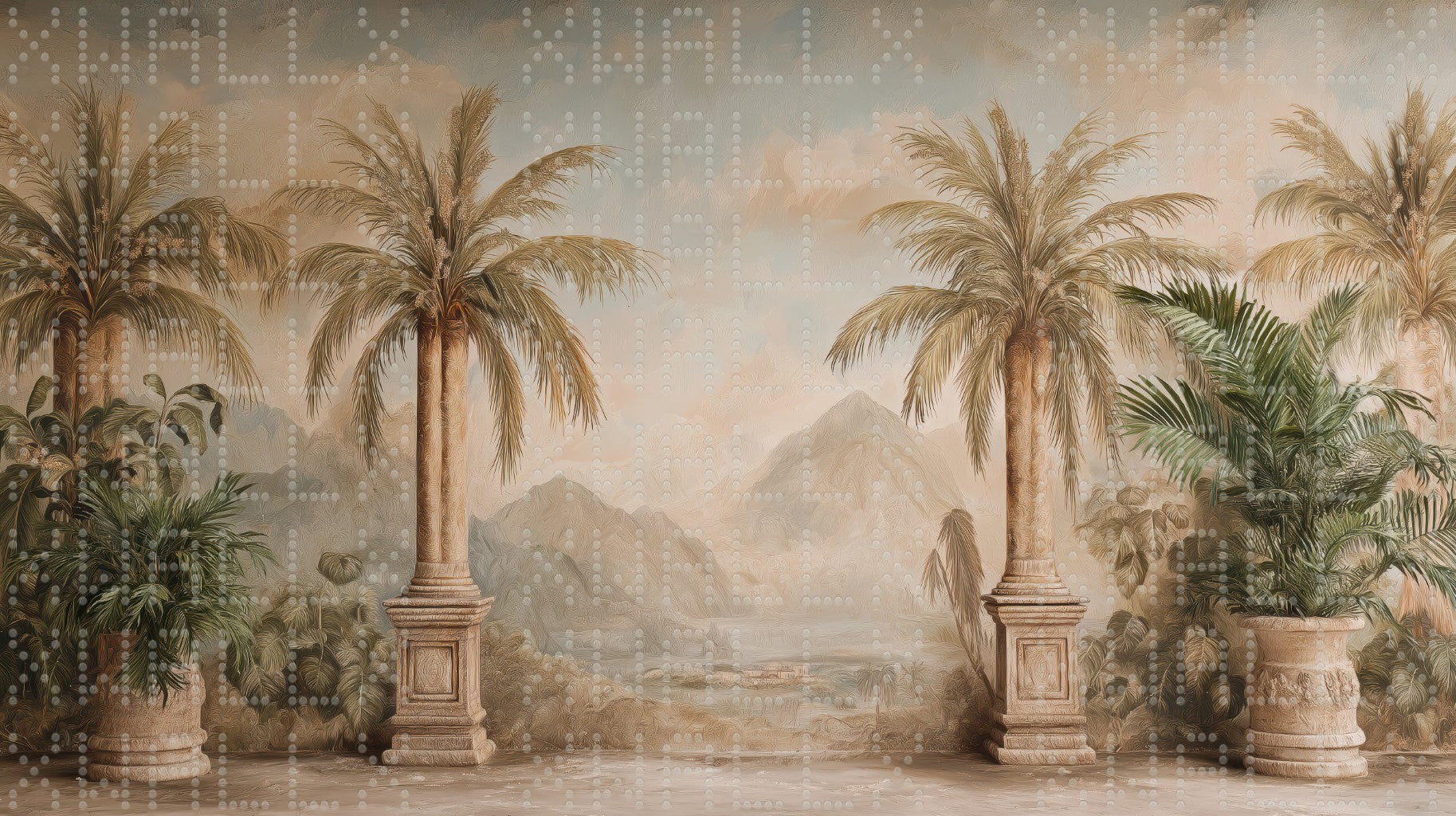 Tropical Oasis Palm Landscape Wallpaper