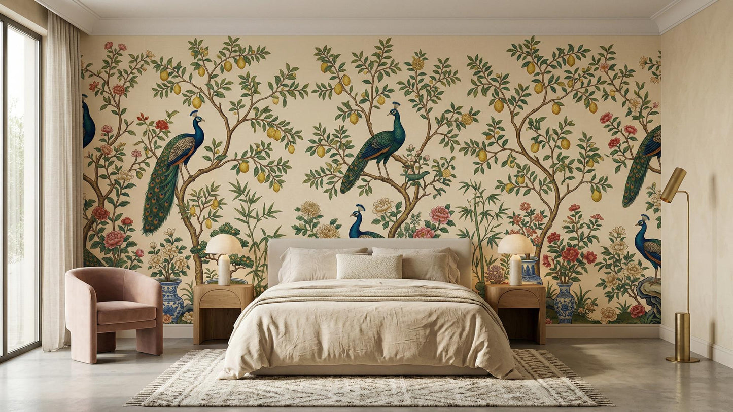 Vintage Beige wallpaper for Bedroom