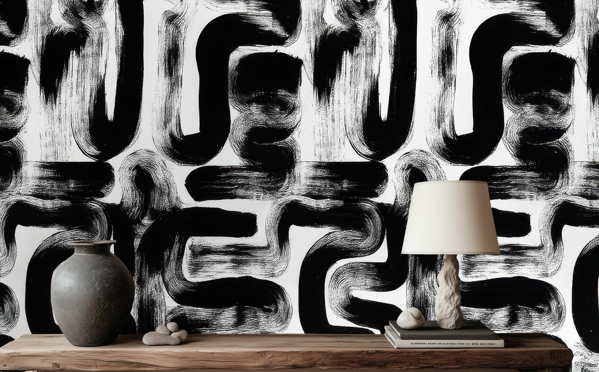 Abstract Black wallpaper for Living Room