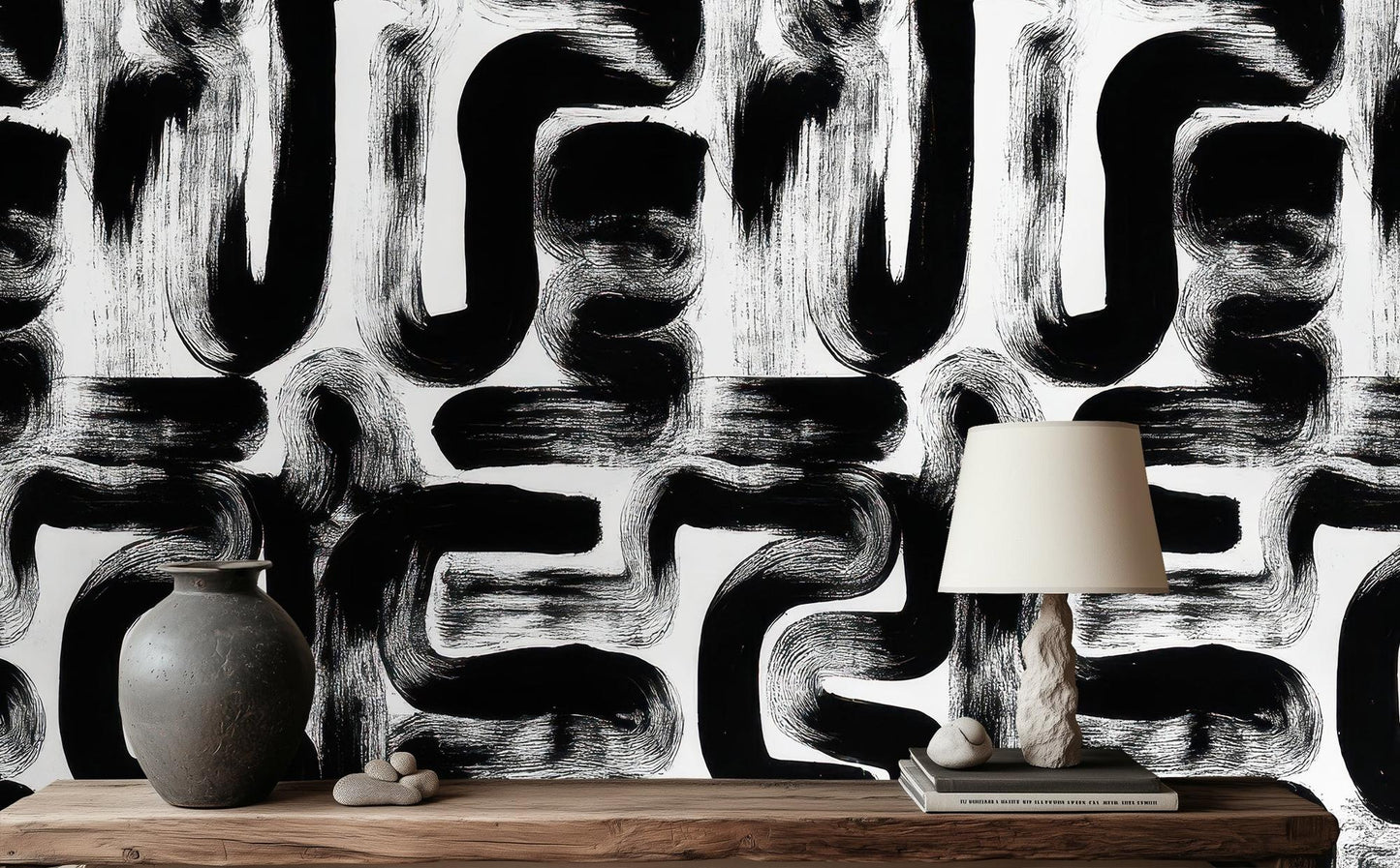 Abstract Black wallpaper for Living Room