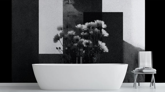 Abstract Black & White wallpaper for Bathroom