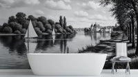 Banyo için Çağdaş Siyah & Beyaz duvar kağıdı