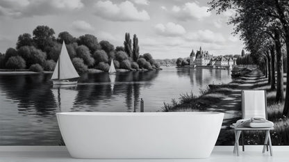 Contemporary Black & White wallpaper for Bathroom