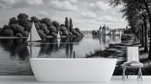 Contemporary Black & White wallpaper for Bathroom