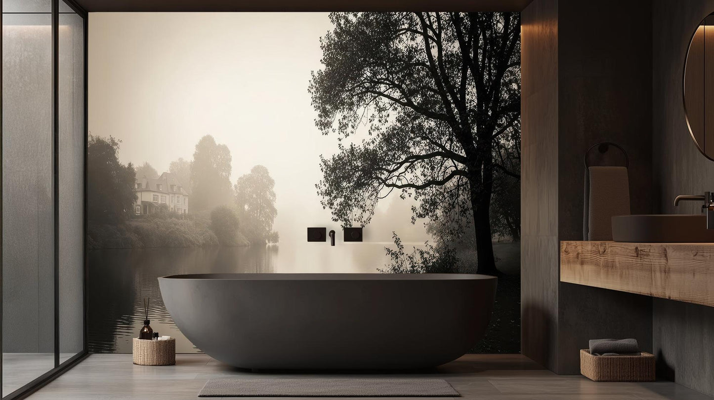 Contemporary Black & White wallpaper for Bathroom