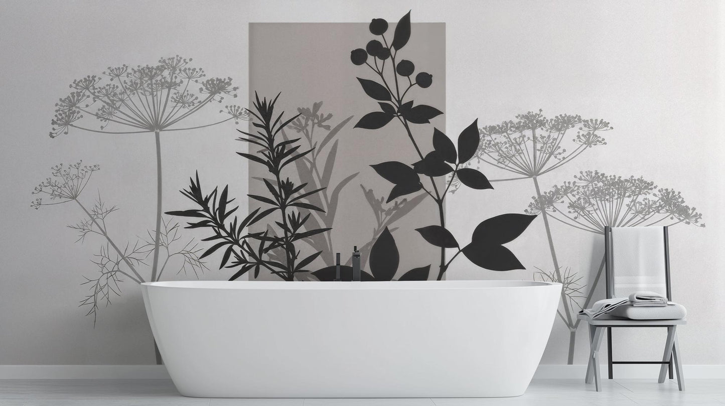 Contemporary Black & White wallpaper for Bathroom
