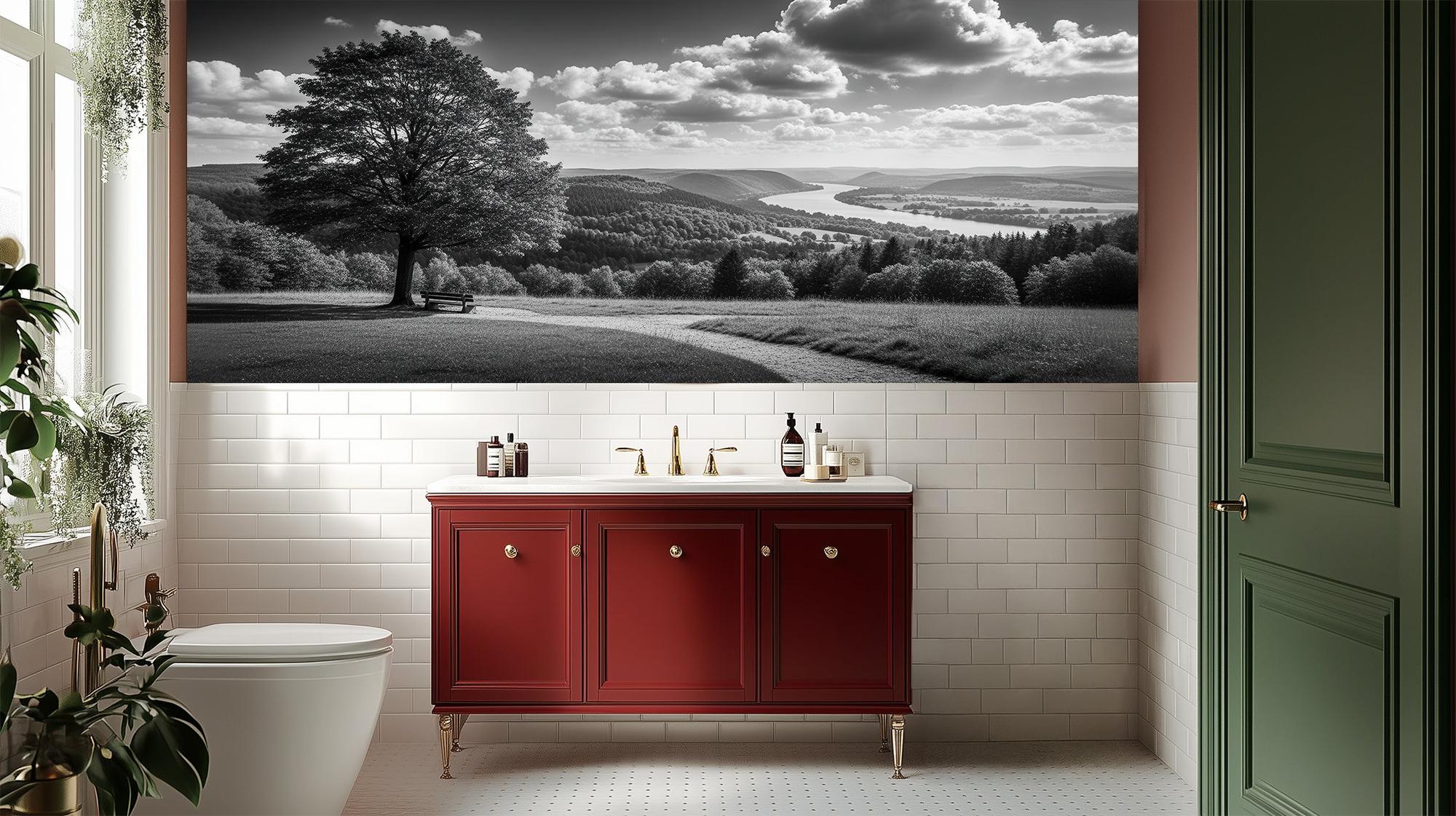 Contemporary Black & White wallpaper for Bathroom