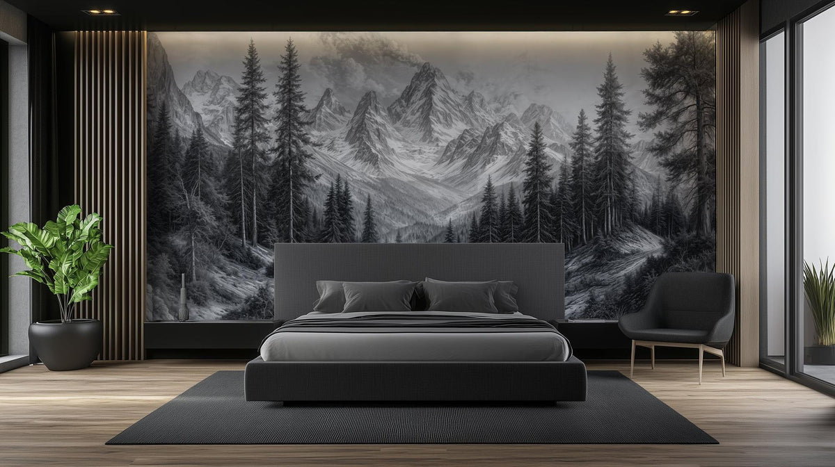 Contemporary Black & White wallpaper for Bedroom