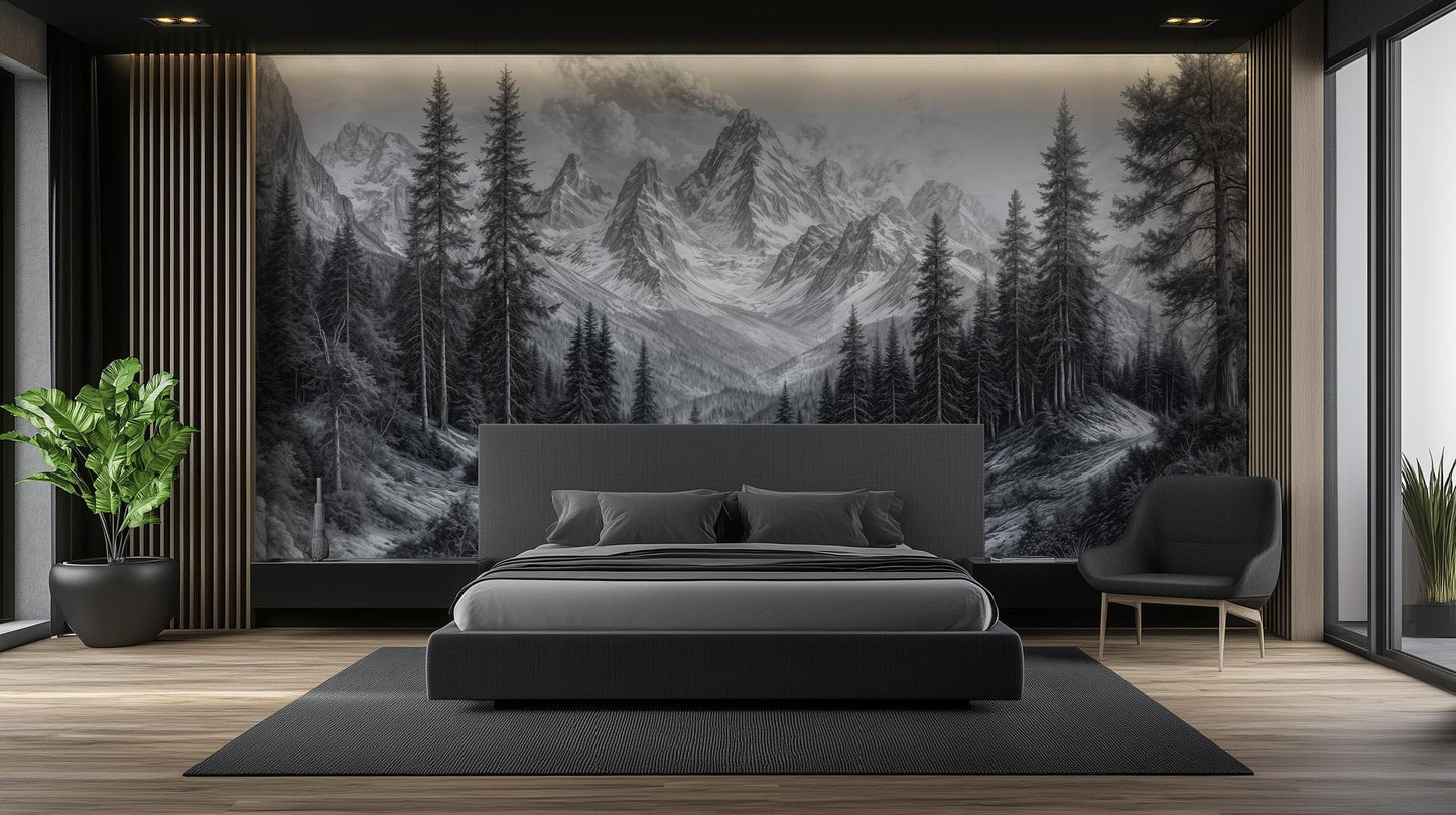 Contemporary Black & White wallpaper for Bedroom