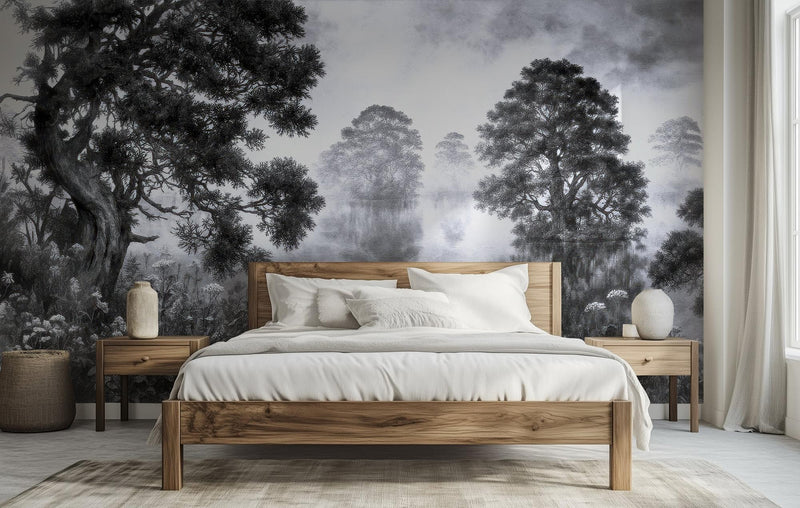 Contemporary Black & White wallpaper for Bedroom