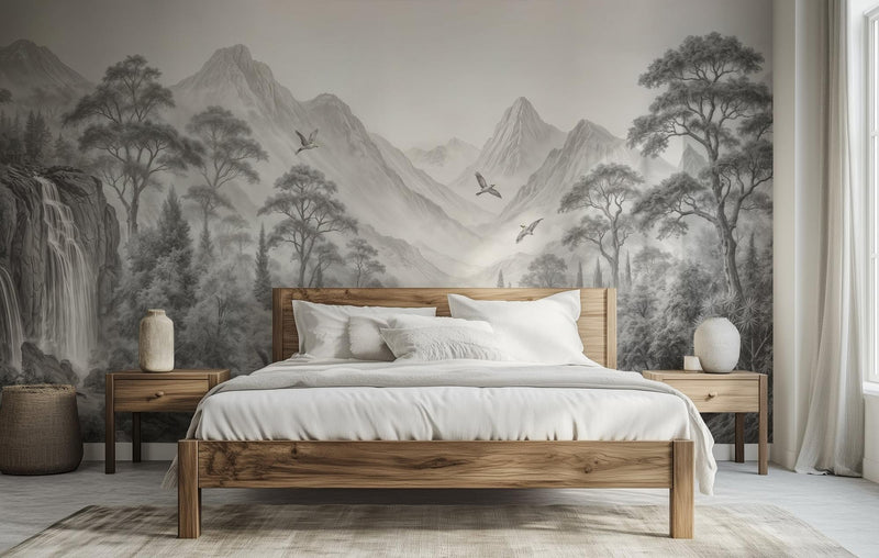 Contemporary Black & White wallpaper for Bedroom