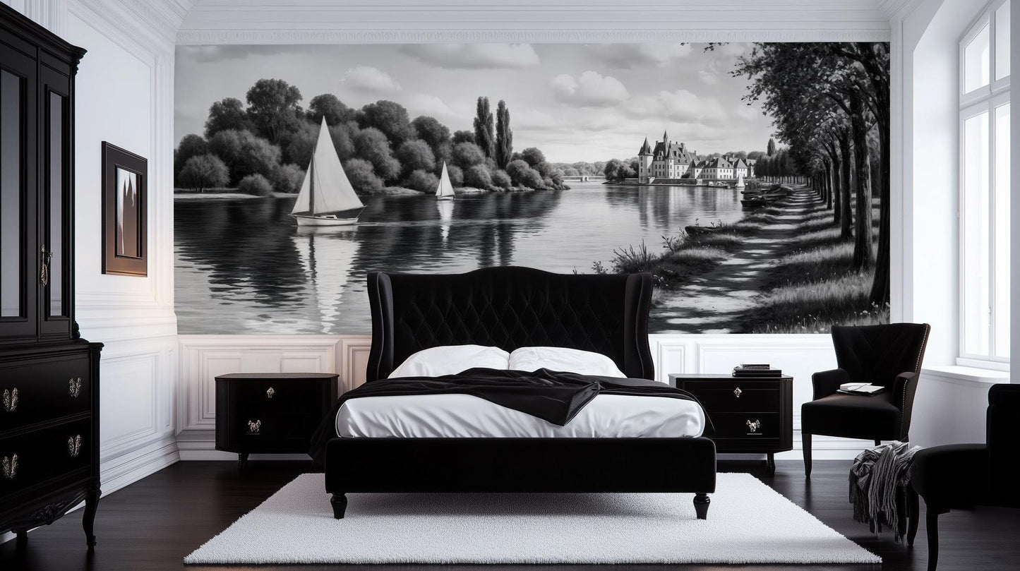 Contemporary Black & White wallpaper for Bedroom