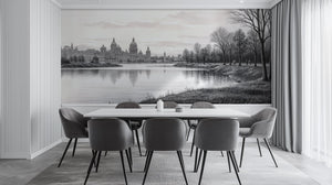 Contemporary Black & White wallpaper for Dining Room